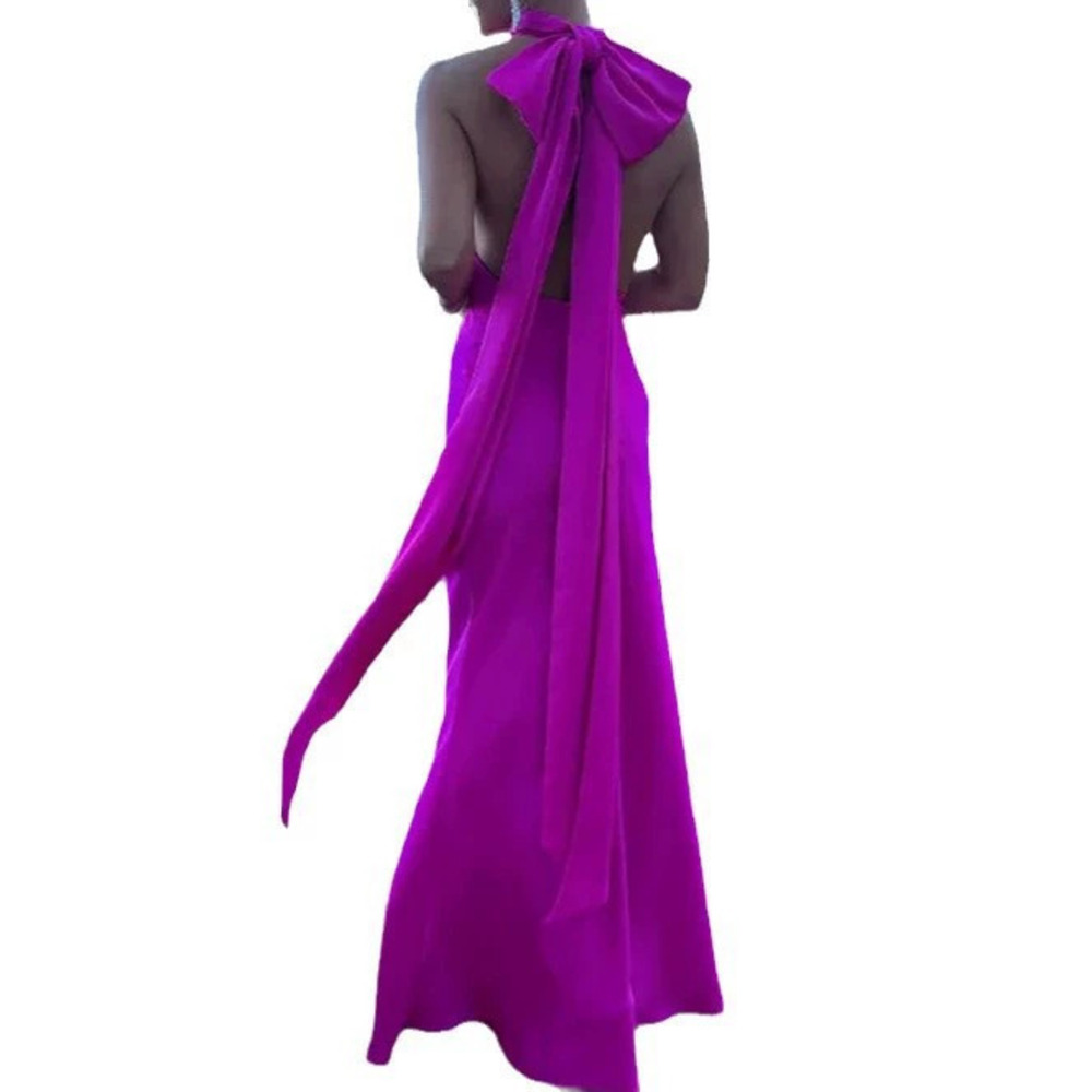 ZARA French Satin Backless Tie Sexy Evening Dress Fall Winter